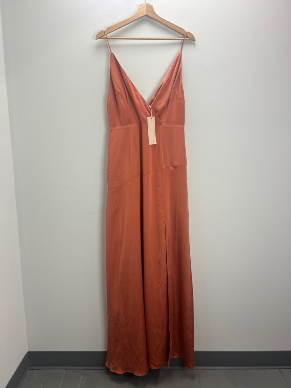 Keepsake The Label Burnt Orange Gown Maxi Dress Large Bridesmaid Formal Prom